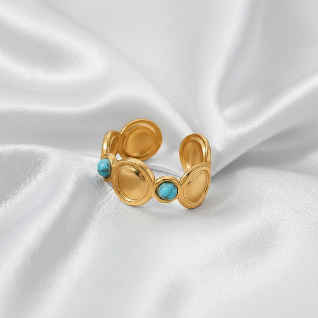 DressAtR Women's 18K Gold Plated Simulated Stone Ring