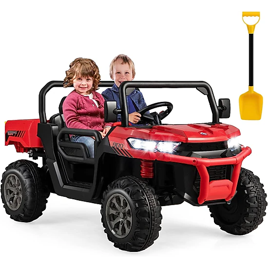 Costway 12V 2 Seater Ride On UTV Dump Truck Remote w/ Electric Dump Bed & Shovel Pink