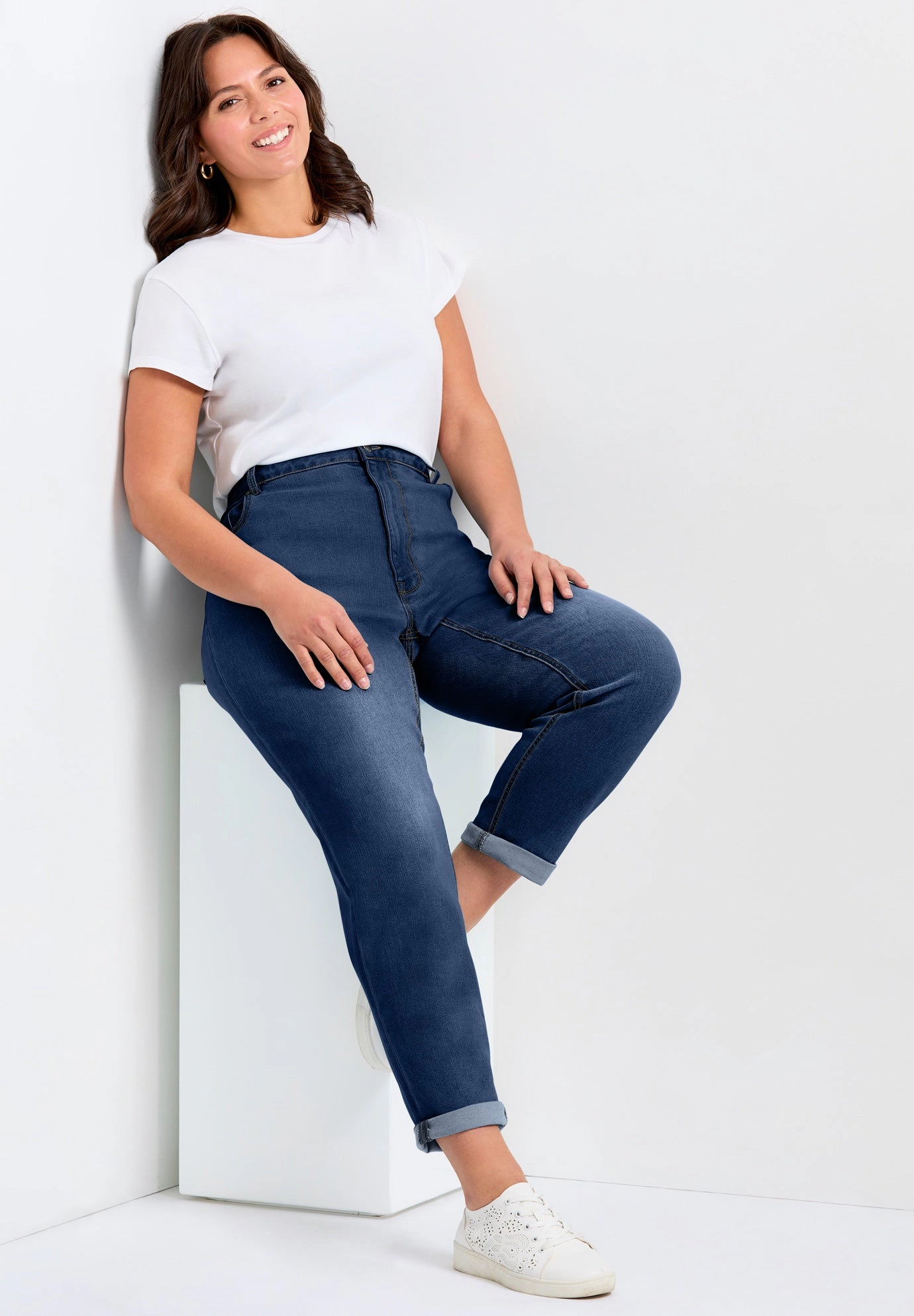 Avenue Women's Plus Denim Girlfriend Stretch Jean