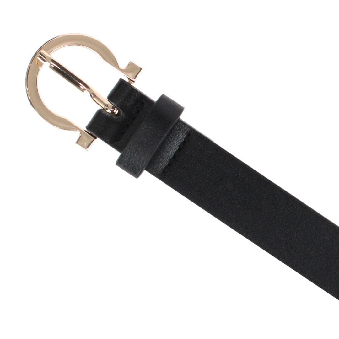 CTM Women's 1-Inch Wide Leather Belt with Gold Buckle
