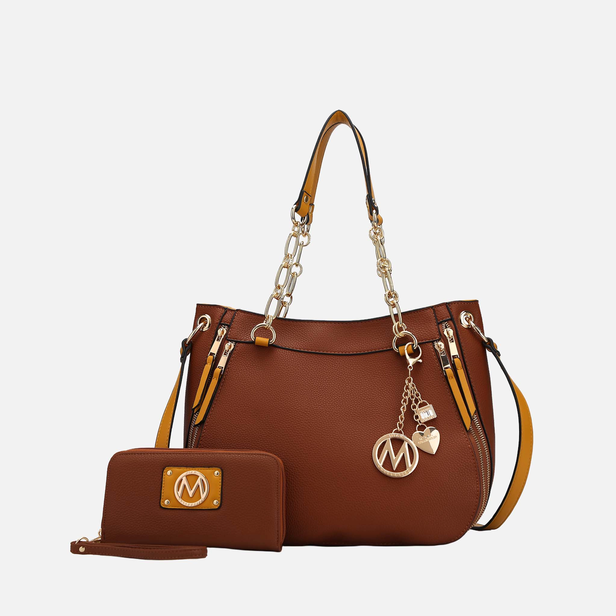 MKF Collection by Mia K Lina Tote Bag and Wallet Set, Solid Vegan Leather