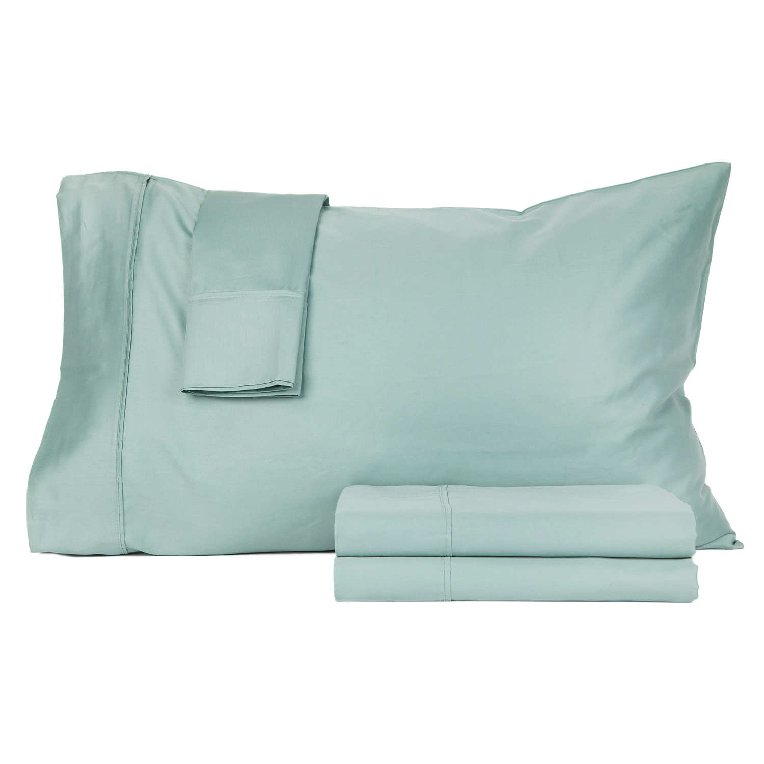 Castle Hill Premium Lightweight Thread Count Cotton Sateen 4 Pieces Sheet Set King Ocean Blue