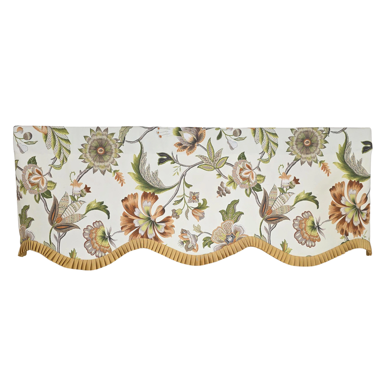RLF Home Tanzibar Ruffled Provance Window Valance 100% Cotton Lined Rod Pocket 50" x 17" Orange