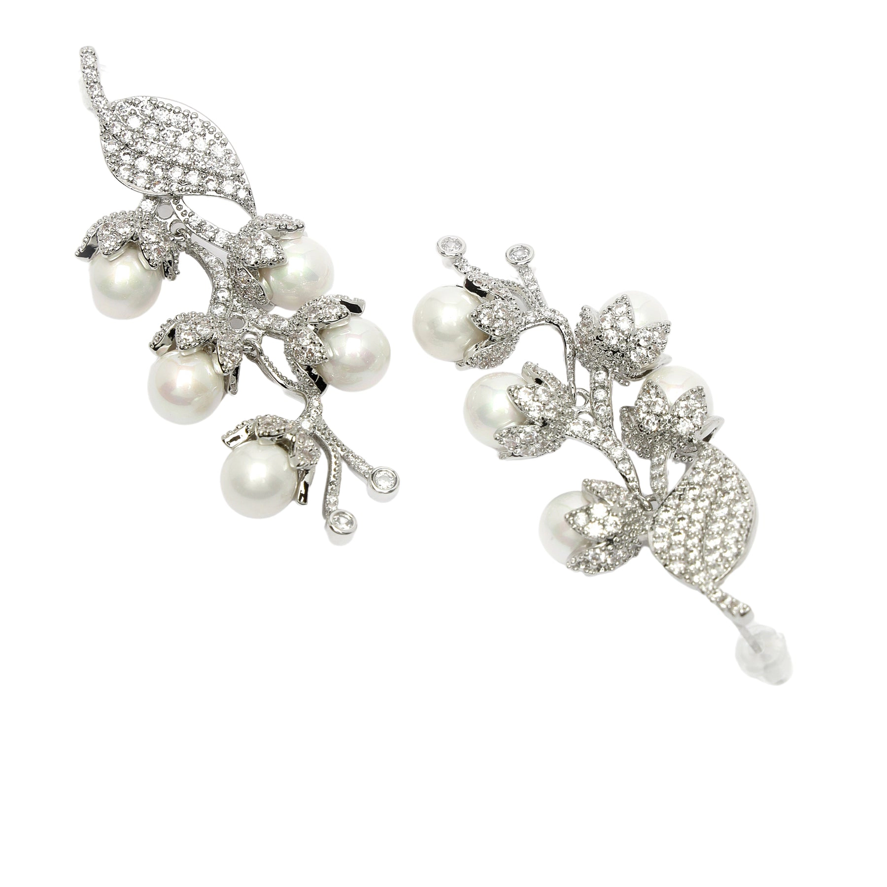 AGP PARIS Womens Diva Collection Cubic Zirconia Leaf Cluster Drop Earrings
