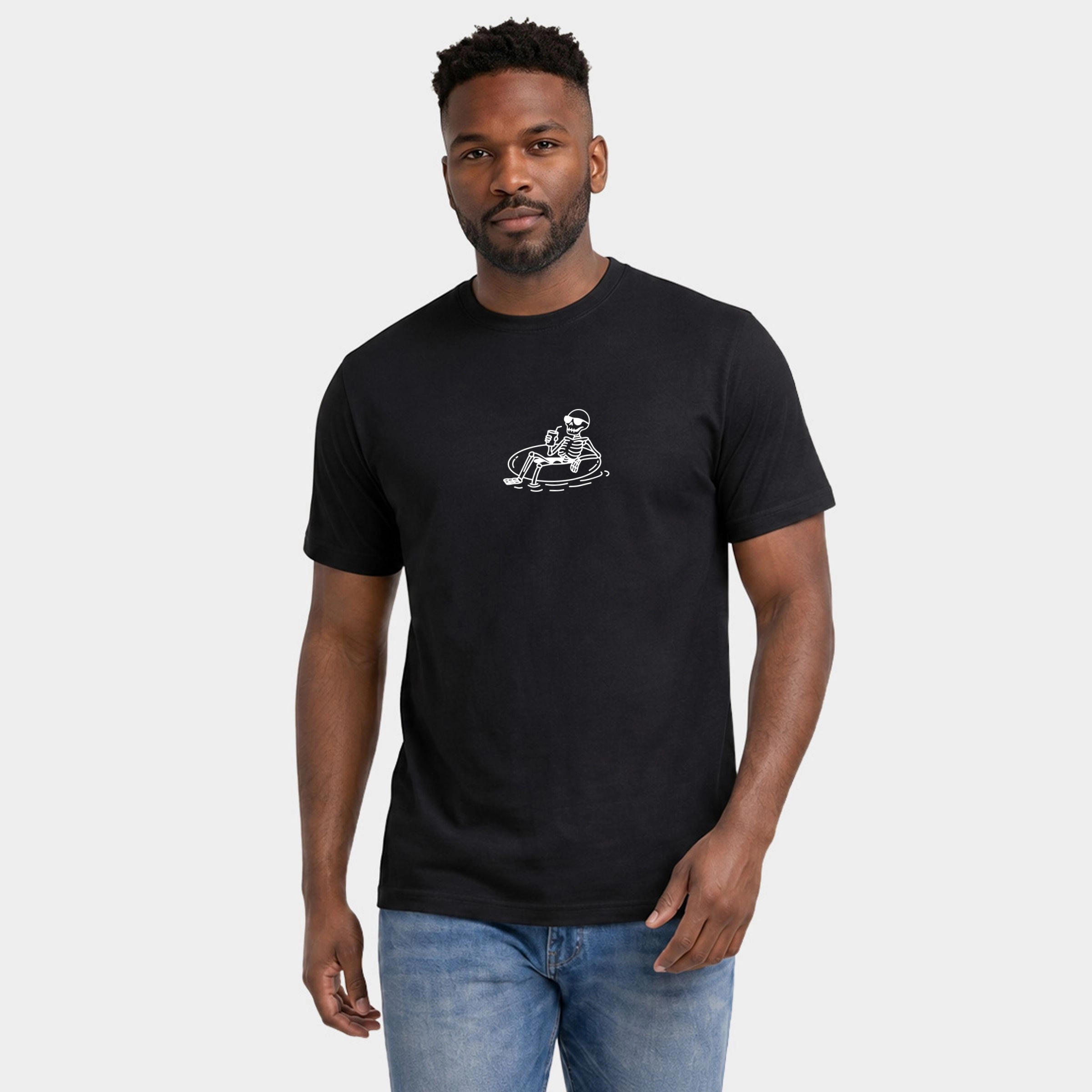 Simply Sage Market - Men's Garment Dyed Graphic T-Shirt Floating Skeleton