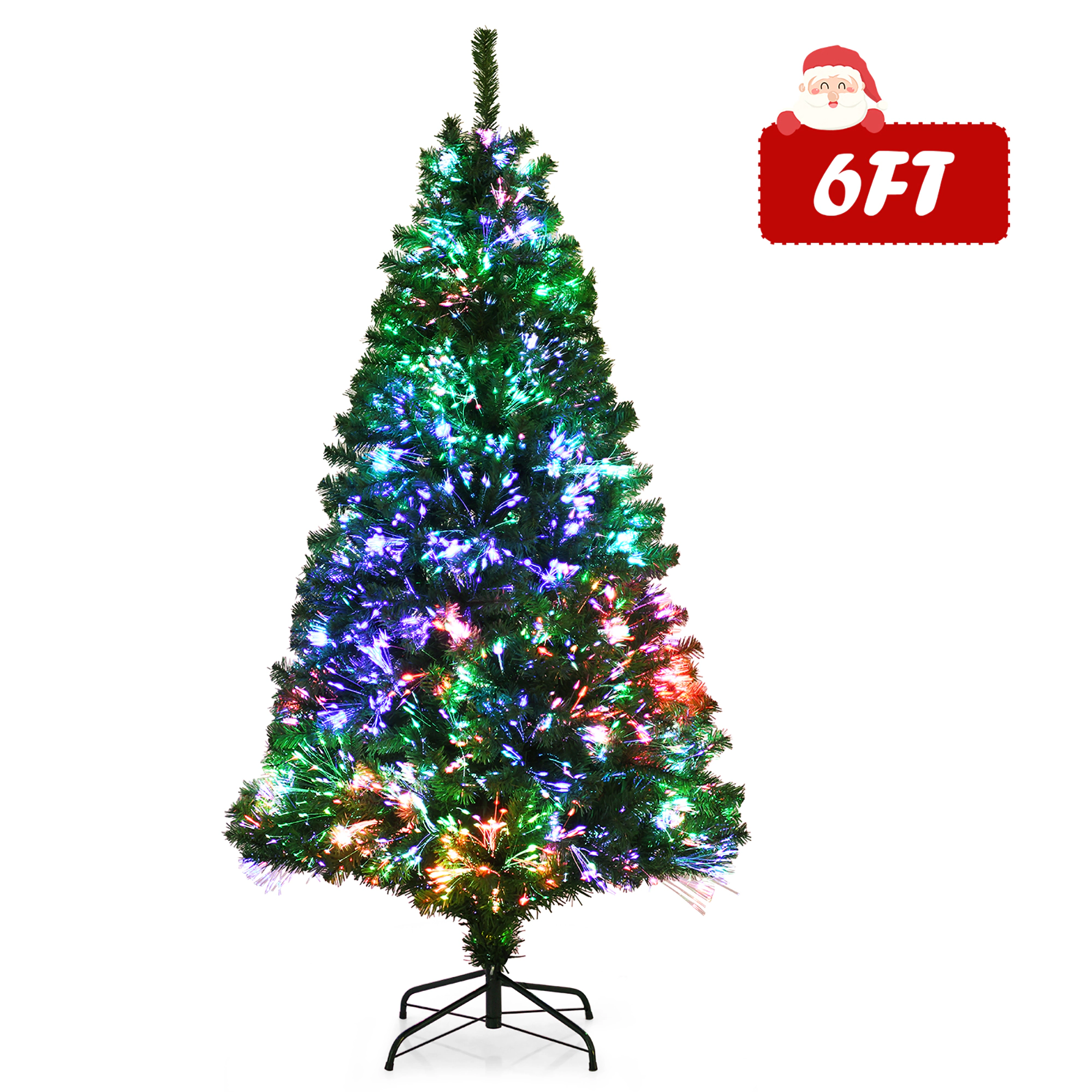Costway 5/6/7 ft Pre-lit Fiber Optic PVC Artificial Christmas Tree