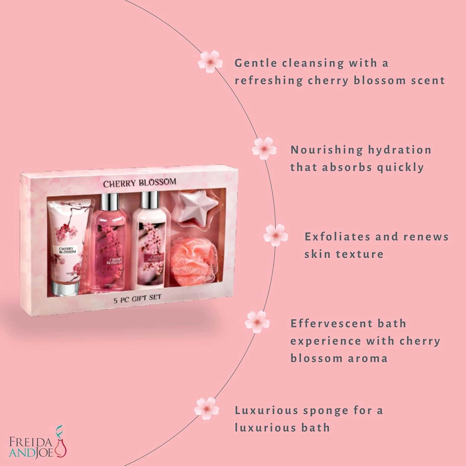 Freida and Joe  Women Japanese Cherry Blossom Bath & Body Collection Gift Box Valentine's Gift