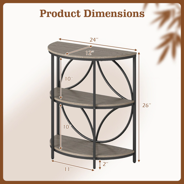 Hivvago Narrow Side Table With Study Metal Frame And Storage Shelves