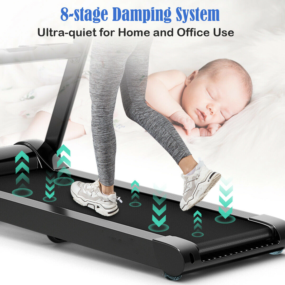 SUGIFT 2.25-HP 265-lb Capacity Folding Treadmill with Bluetooth Speaker LED Touch Display and APP Control