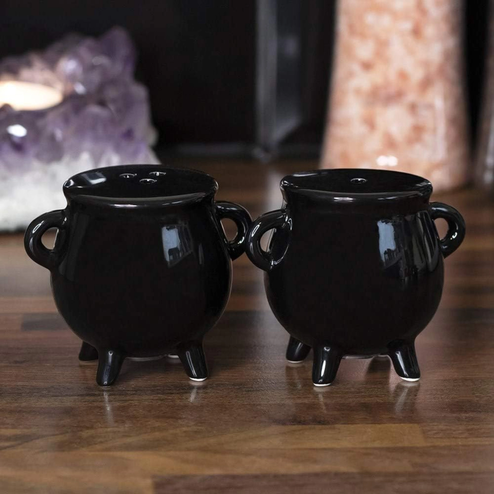 Pacific Giftware Witches Brew Black Ceramic Cauldron Salt and Pepper Set