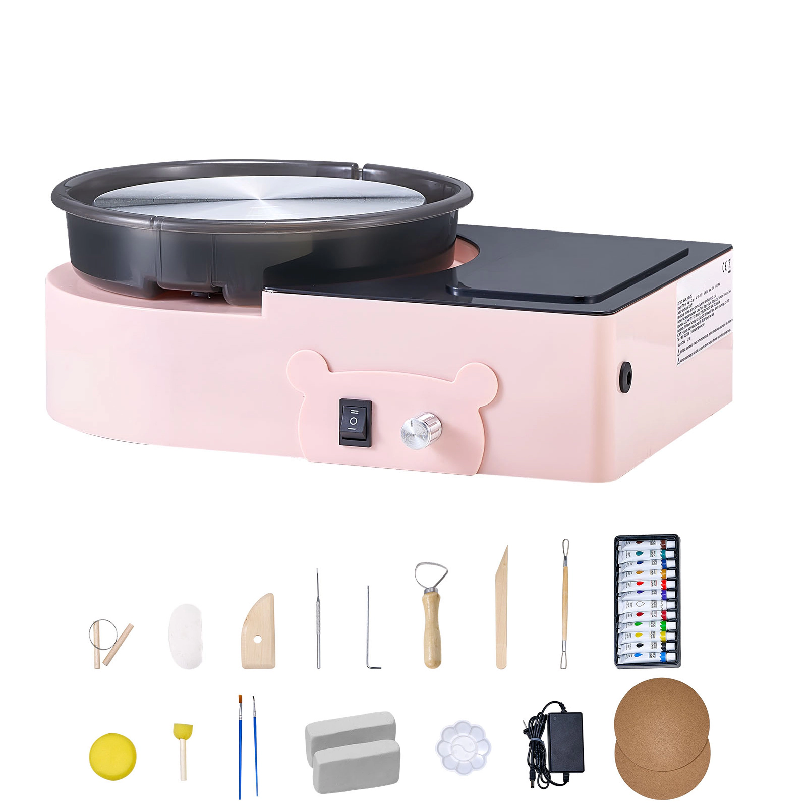 HONGGE Mini Pottery Wheel 6 inch Turntable Forward and Reverse Rotation Adjustable Speed Electric Clay for Kids
