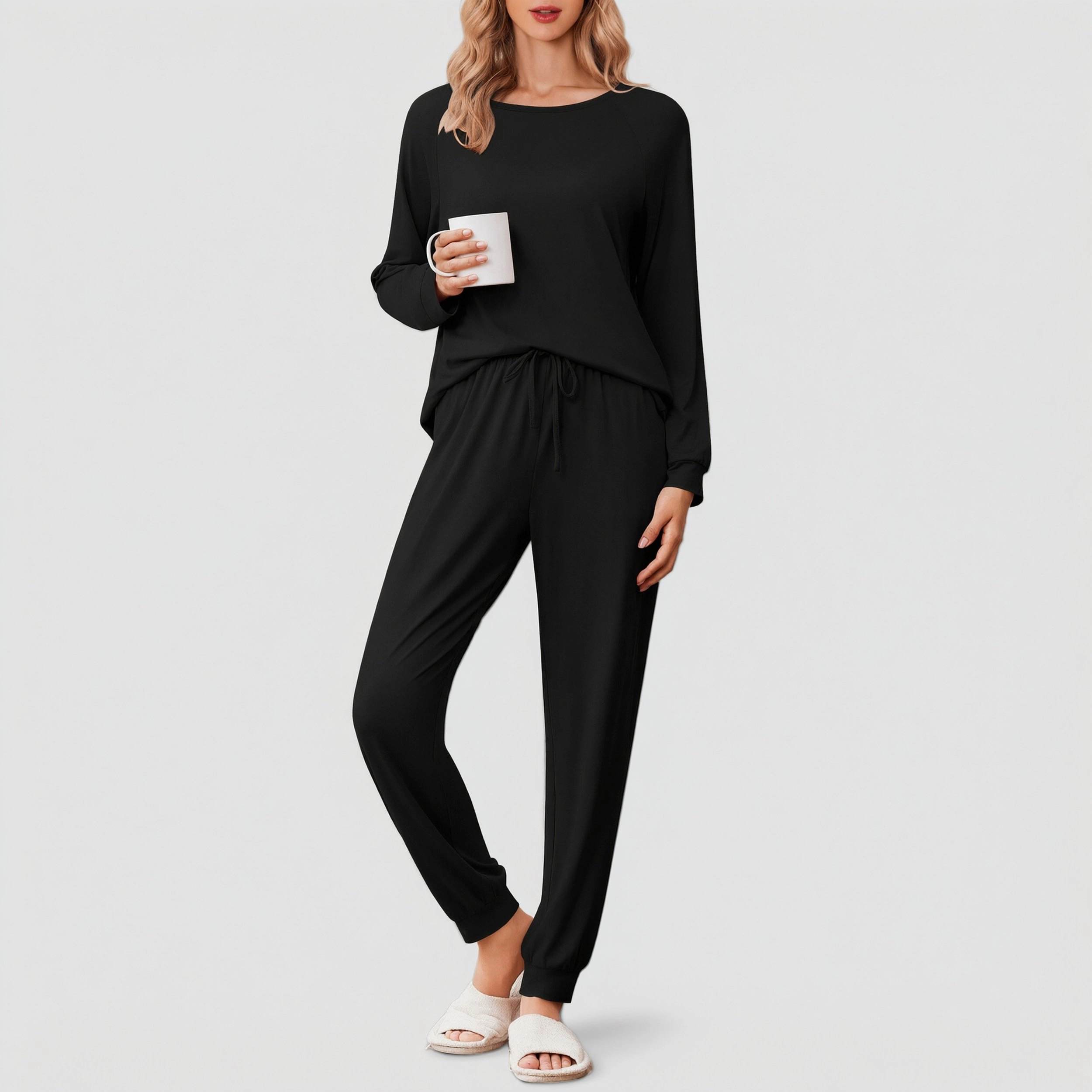 Ekouaer Comfy Pajamas Set Housewear Suit Sleepwear Soft Loungewear Winter