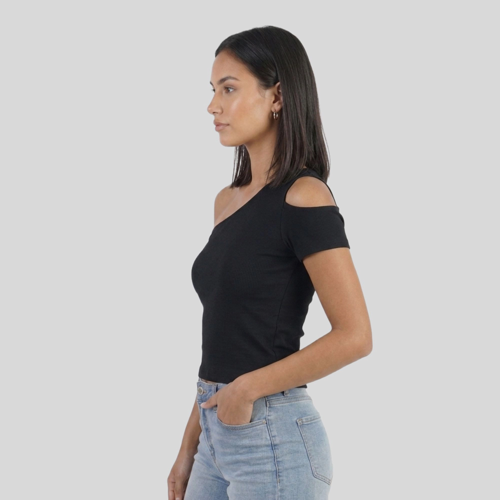 Artyska Women's One Shoulder Ribbed Knit Casual Crop Tops