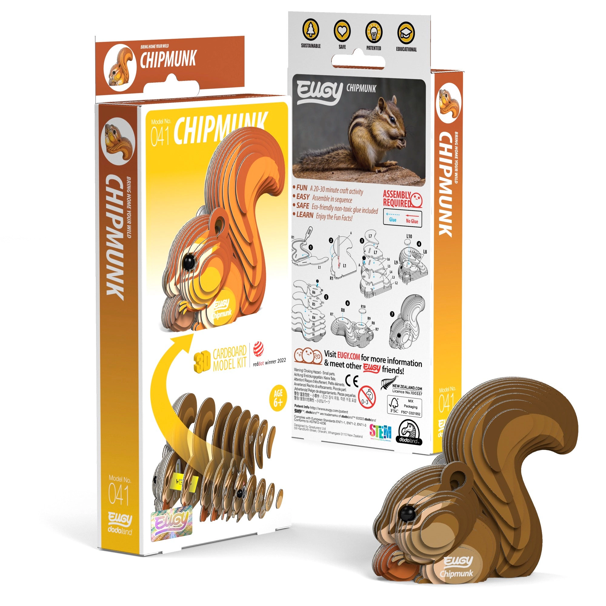 EUGY Chipmunk 3D Puzzle - contains 24 puzzle pieces