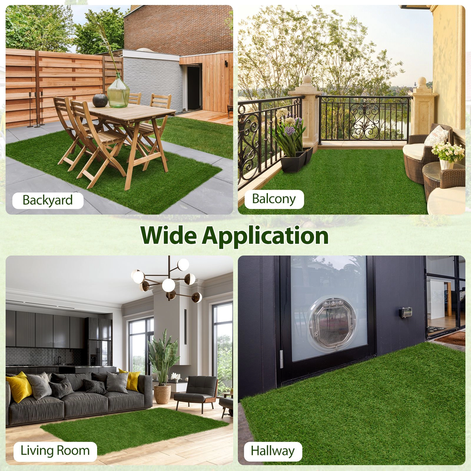 SlickBlue Artificial Grass Turf Mat, Pet Friendly Lawn Mat