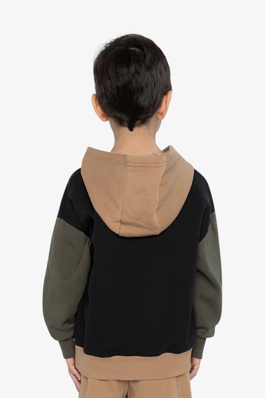 Deux par Boys Hooded Colorblock Fleece Cardigan with Kangaroo Pocket