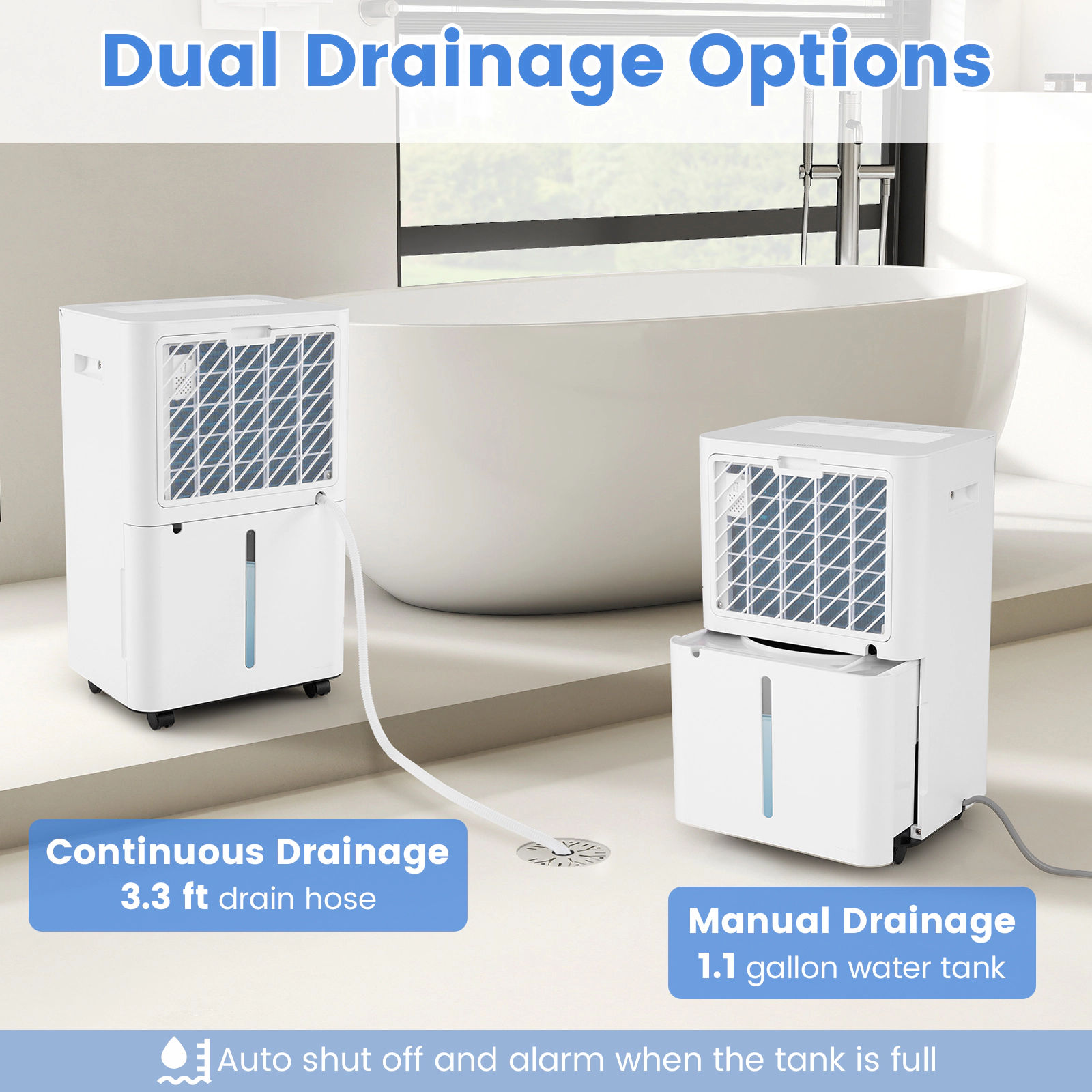 SlickBlue Automatic Home Dehumidifier with Water Tank, Sleep Mode
