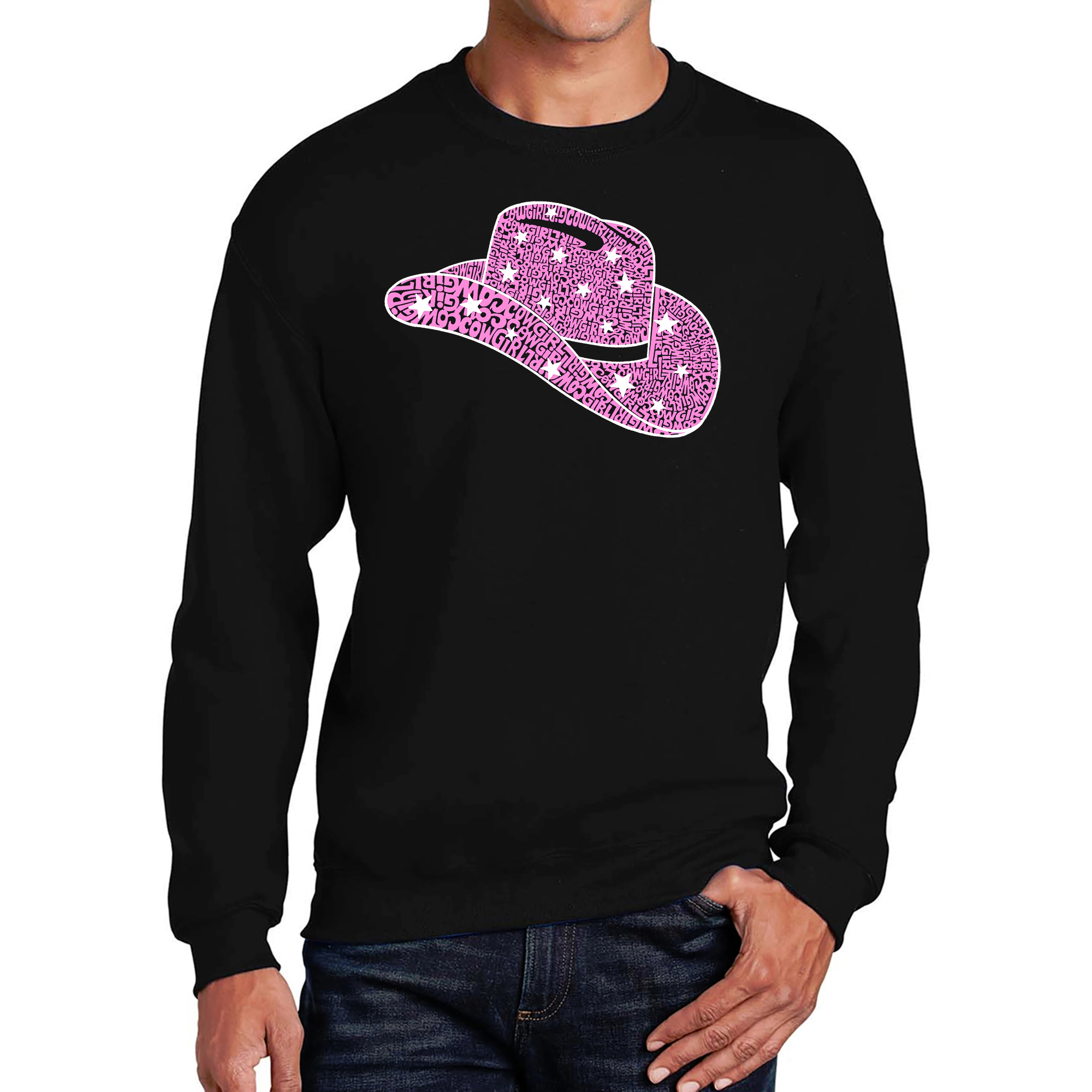 LA Pop Art Cowgirl Hat - Men's Word Crew Sweatshirt