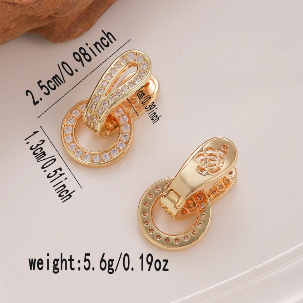 Interlocked Oval Circle Pave CZ Drop Huggie Earring