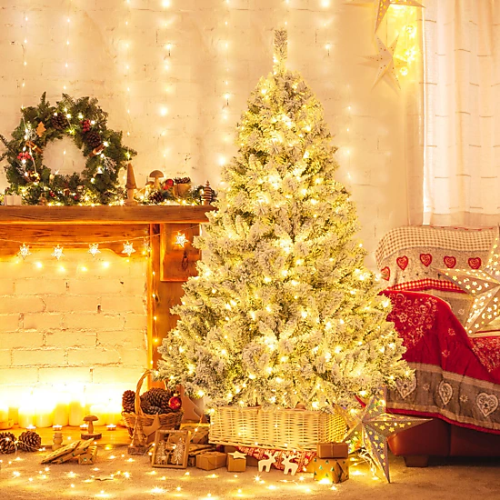 LJG 6/7/8 Feet Artificial Xmas Tree 3-Minute Quick Shape