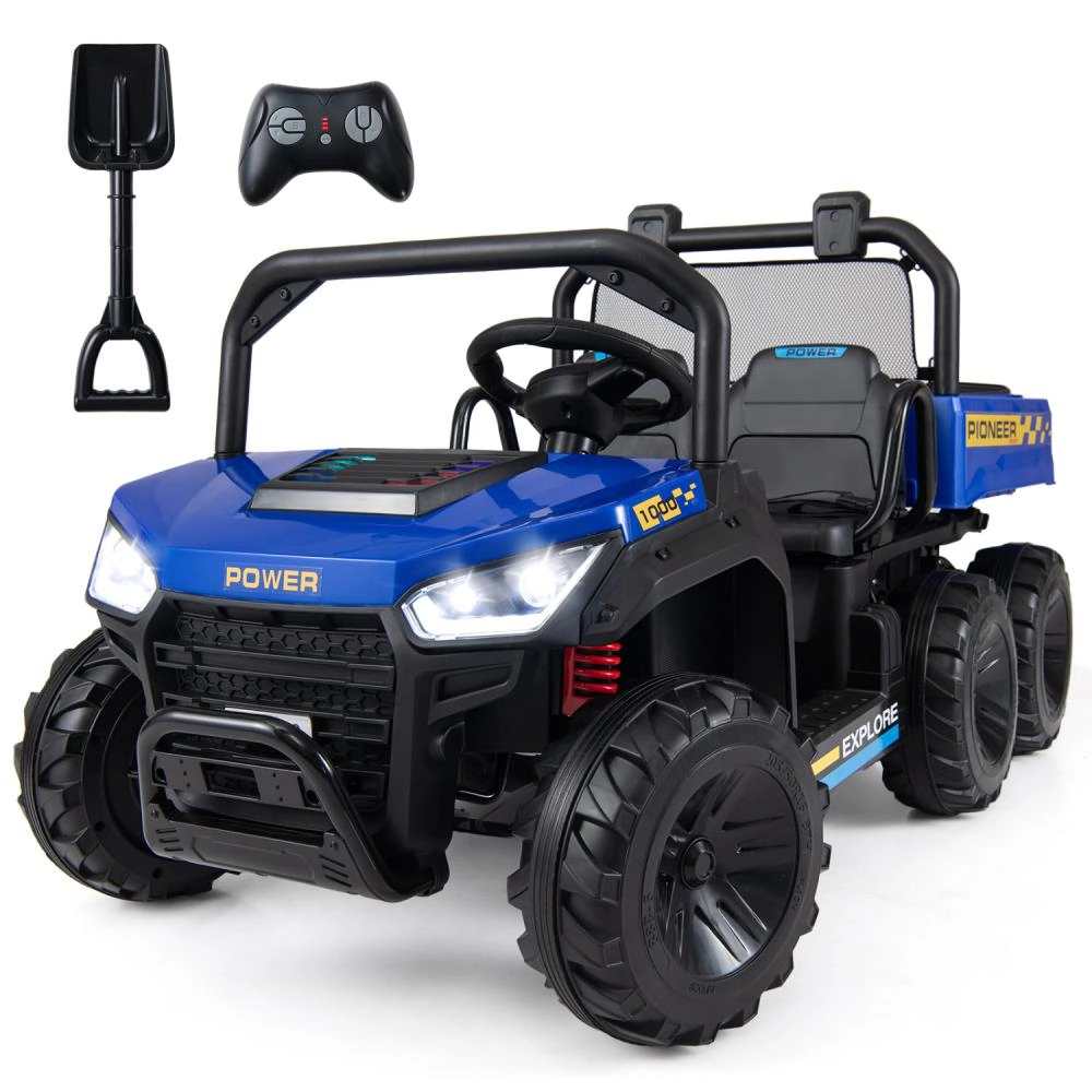 Hivvago 24V 2-Seater Kids Ride on Dump Truck 4WD with Electric Bed and Lights