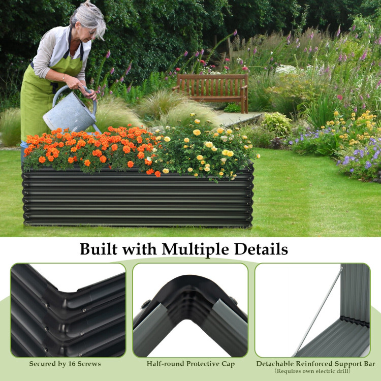 Hivvago 71 Inch Galvanized Metal Raised Garden Bed for Garden Backyard