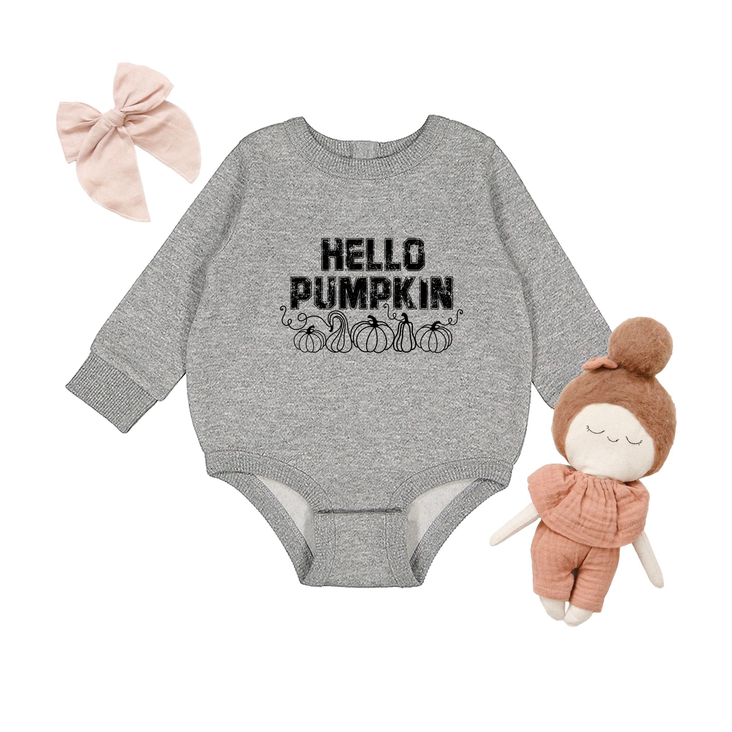 The Juniper Shop - Infant Fleece BodySuit Hello Pumpkin Distressed