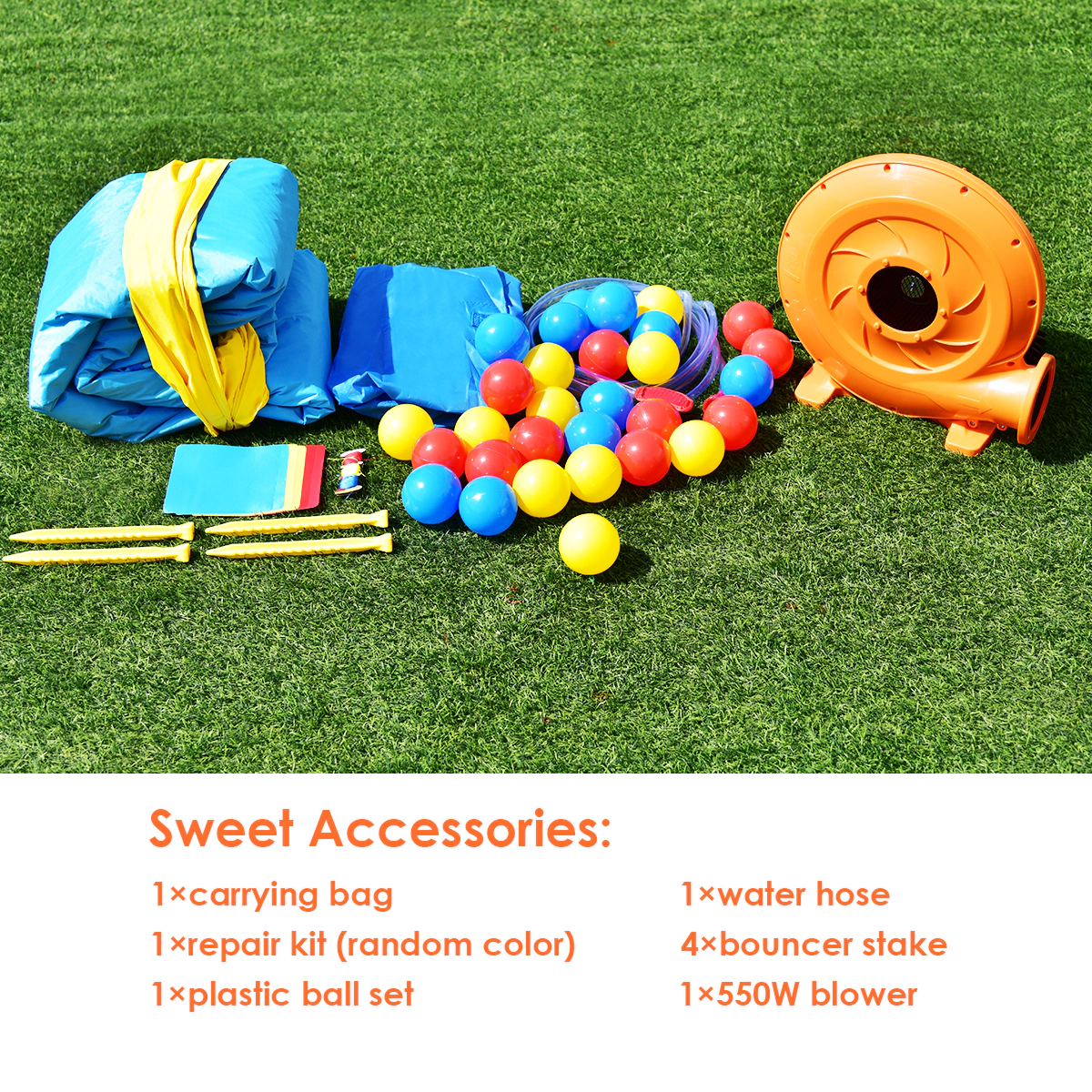 Hivvago Inflatable Kids Slide Bounce House with 550w Blower