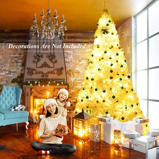 Glintex 9-Ft White Christmas Tree with 2132 Branch Tips and Foldable Iron Base, White