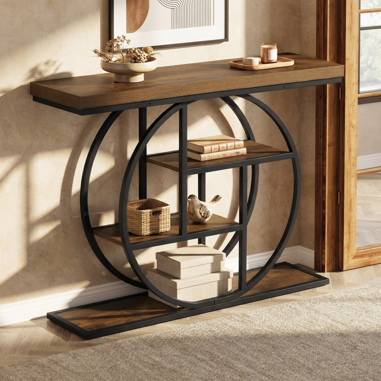 Hivvago 4-Tier Console Table 41 Inches Entryway With Storage Shelves