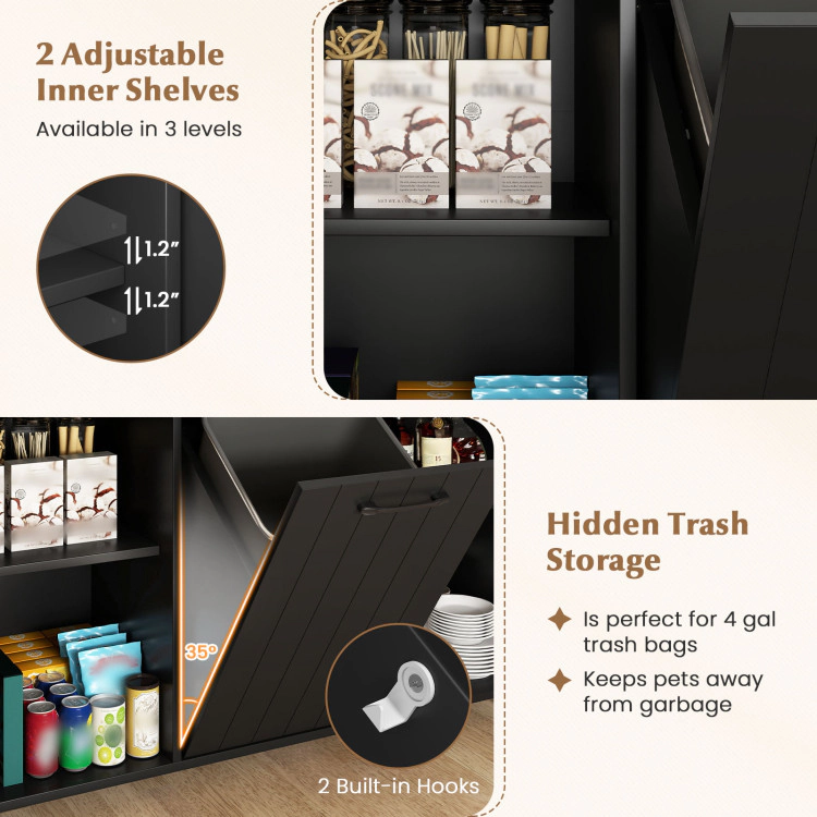 Hivvago Mobile Kitchen Island Table with Trash Bag Storage for Dining Room