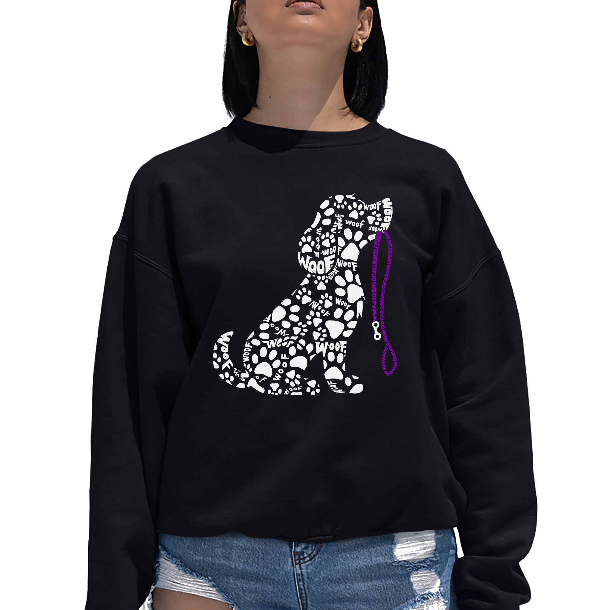 LA Pop Art Dog Leash - Women's Word Crewneck Sweatshirt