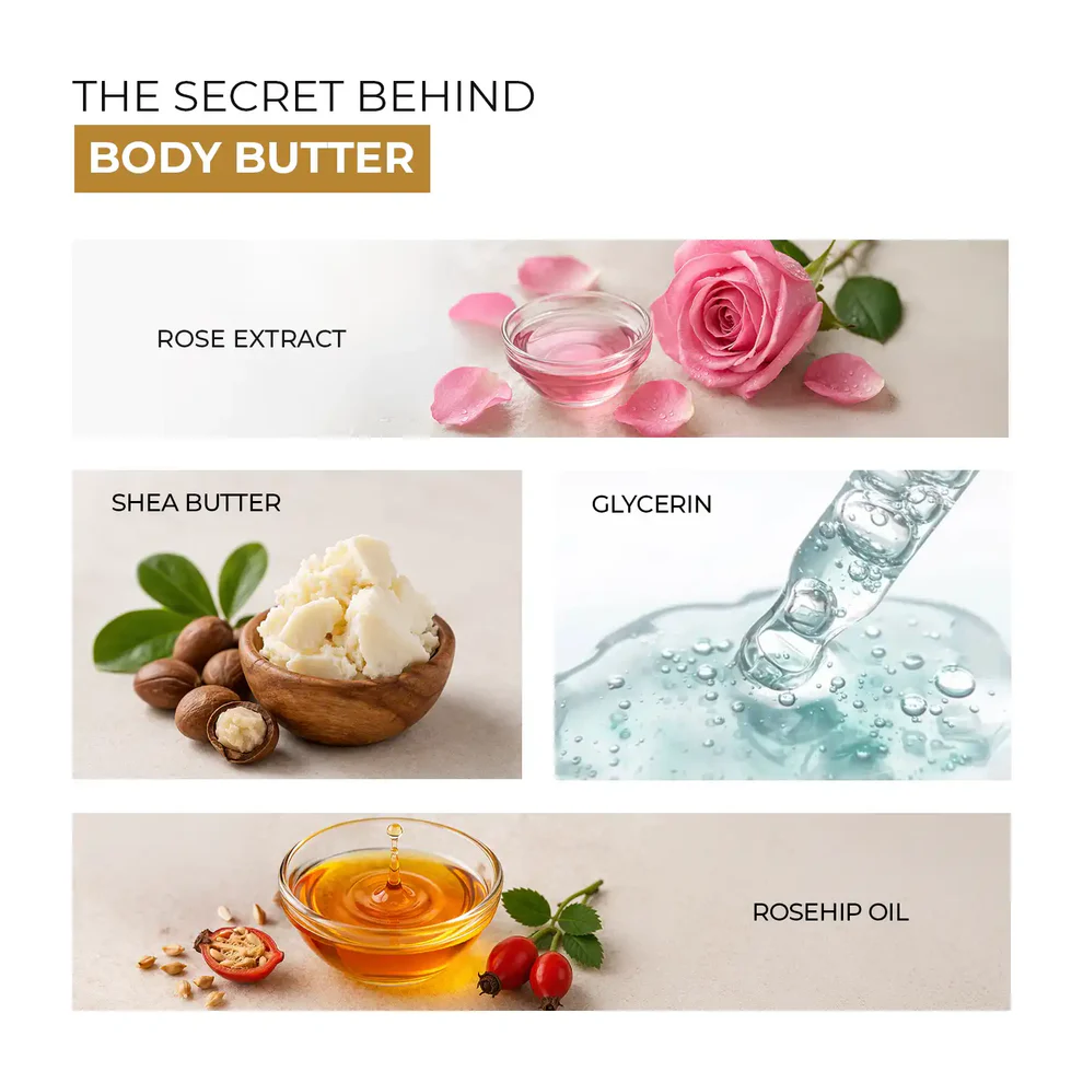 Skin Centrick Luxe Body Butter, Moisturizing Formula with Shea Butter and Rosehip Oil for Dry Skin, 200 mL