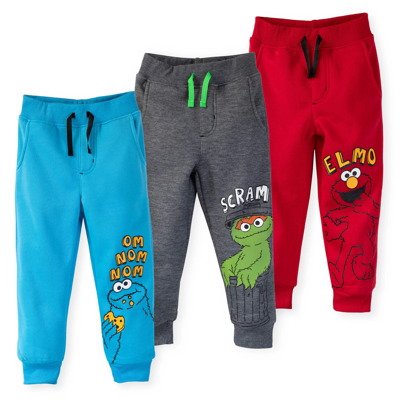 Sesame Street Boys' 3-Pack Fleece Jogger Pants