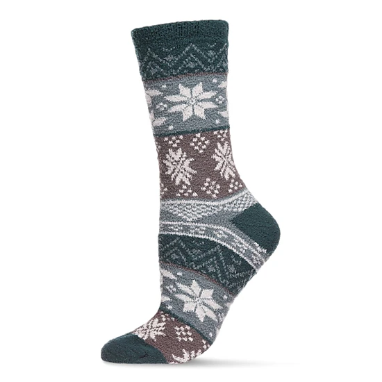 MeMoi Women's Snowflake Fairisle Super Soft Cozy Crew Socks