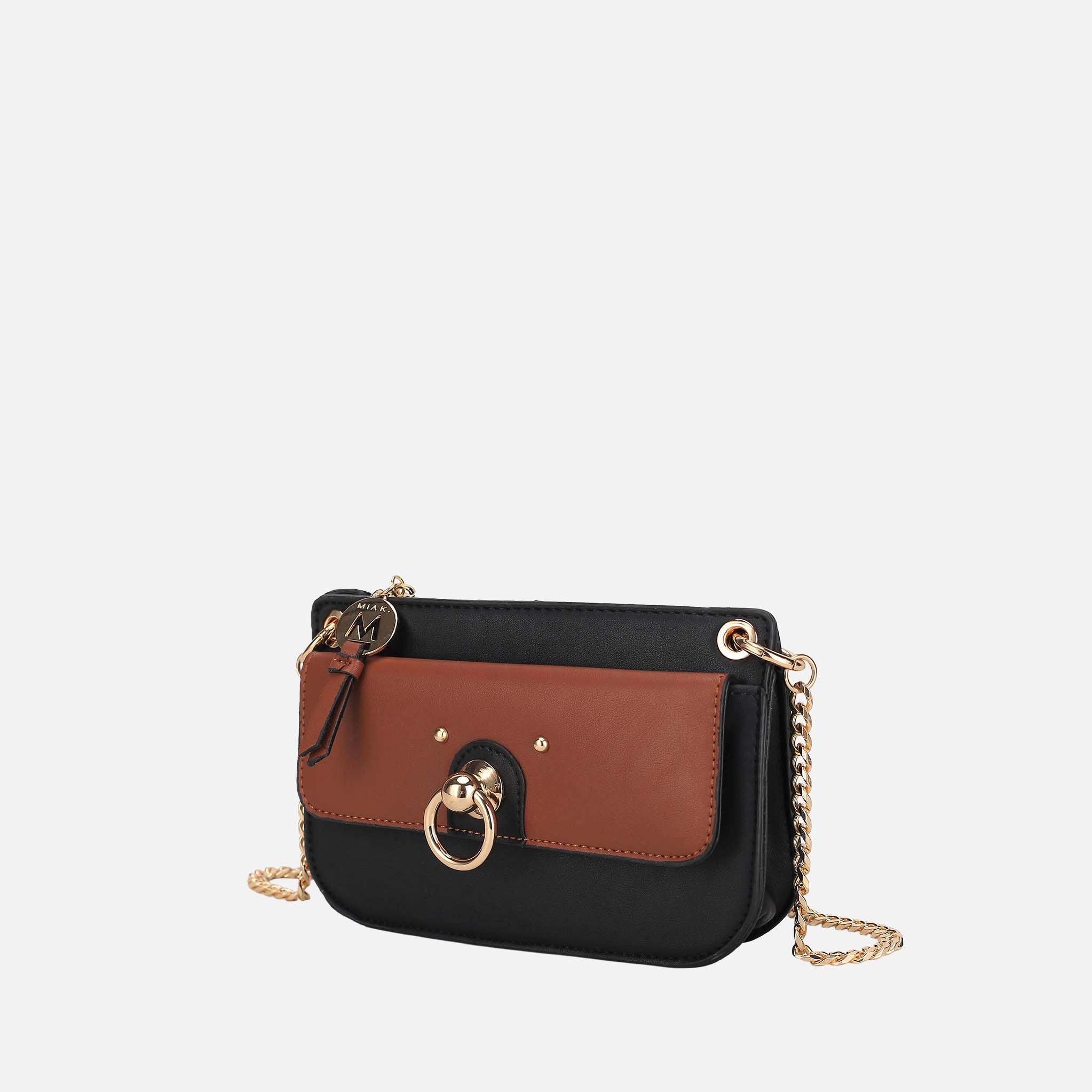 Mia K Collection Jill Color Block Vegan Leather Crossbody Bag