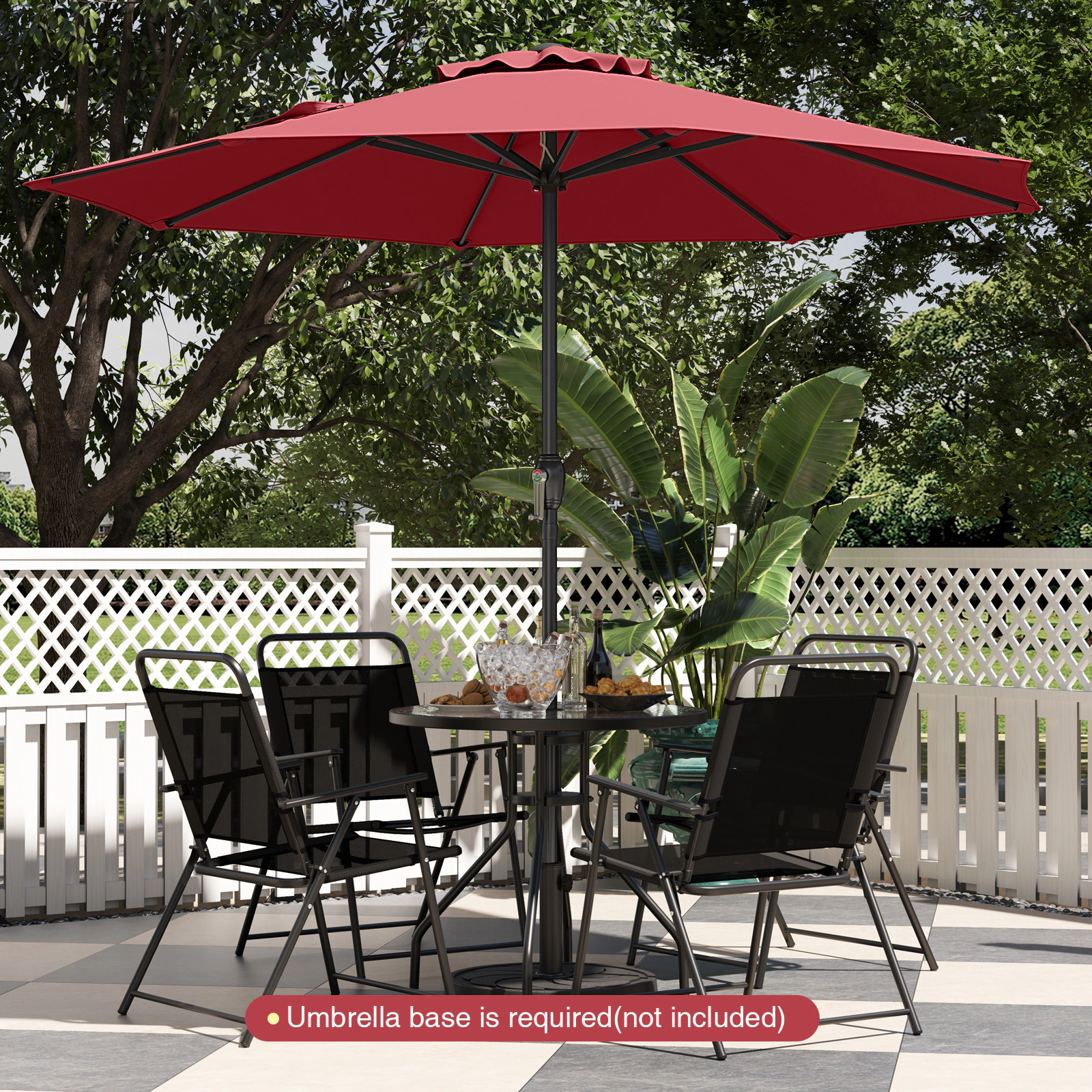 SUGIFT 8.5-ft Red Market Patio Umbrella with Crank, 8 Ribs and Vented Top