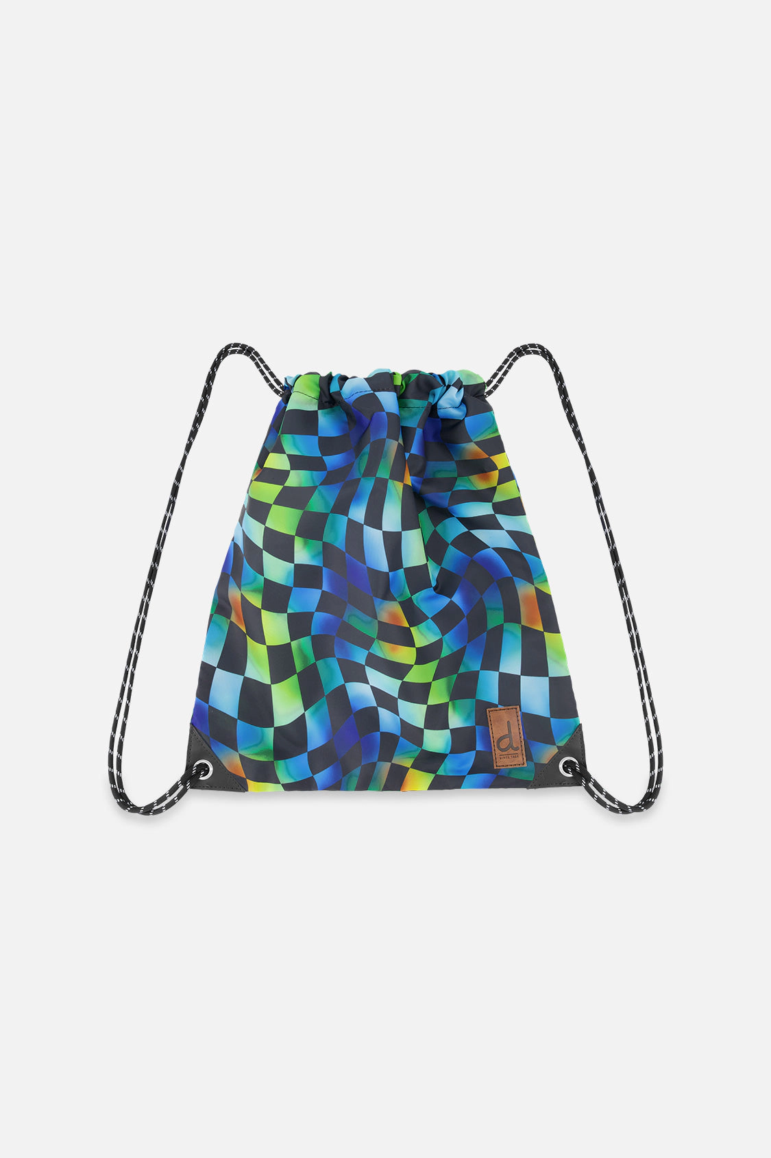 Deux par Deux Boys Lightweight Checkered Print Drawstring Bag