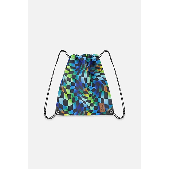 Deux par Deux Boys Lightweight Checkered Print Drawstring Bag