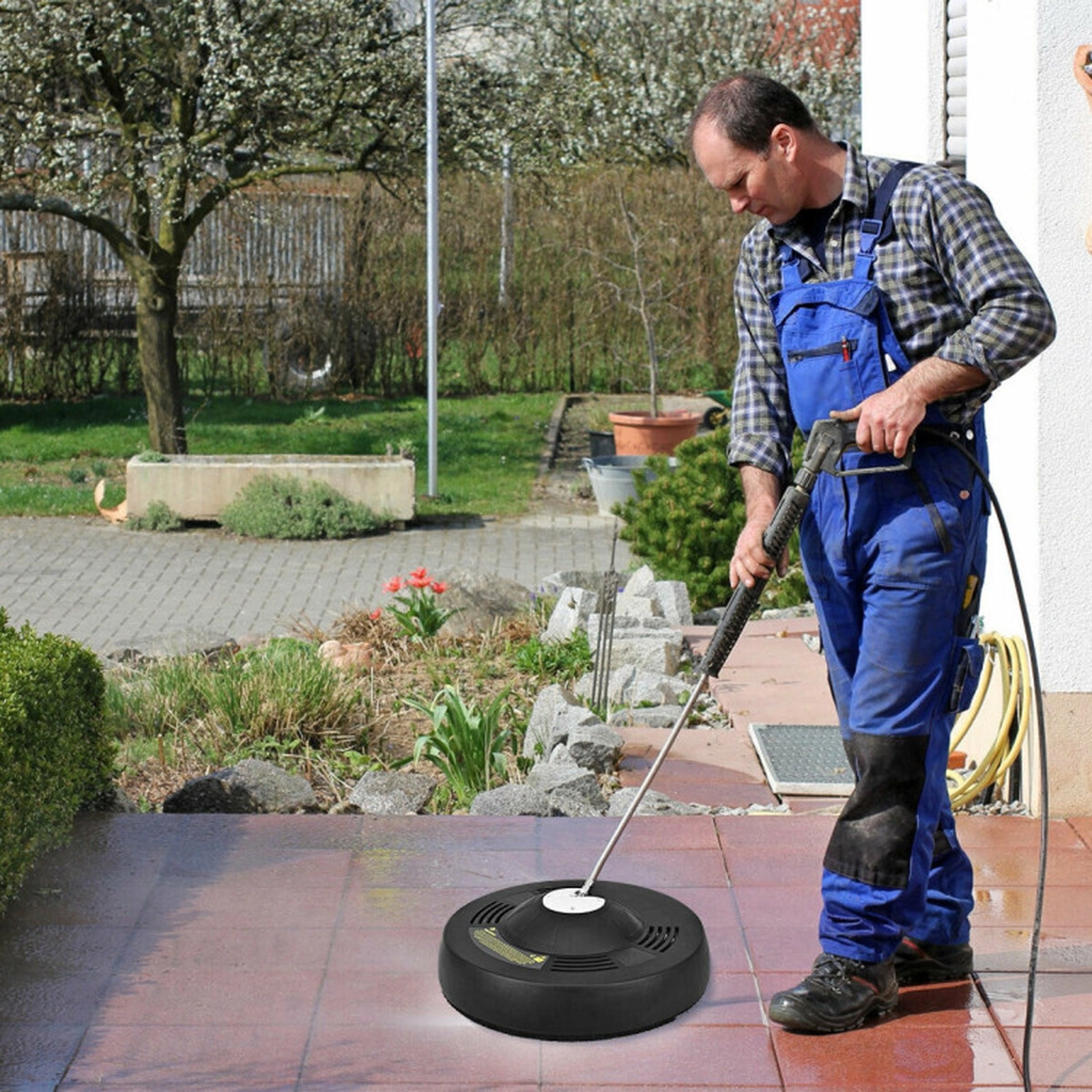 SUGIFT Black Pressure Washer Surface Cleaner Attachment with 2 Rotating Nozzles 3000-PSI 16-in Dia 5.5-in H