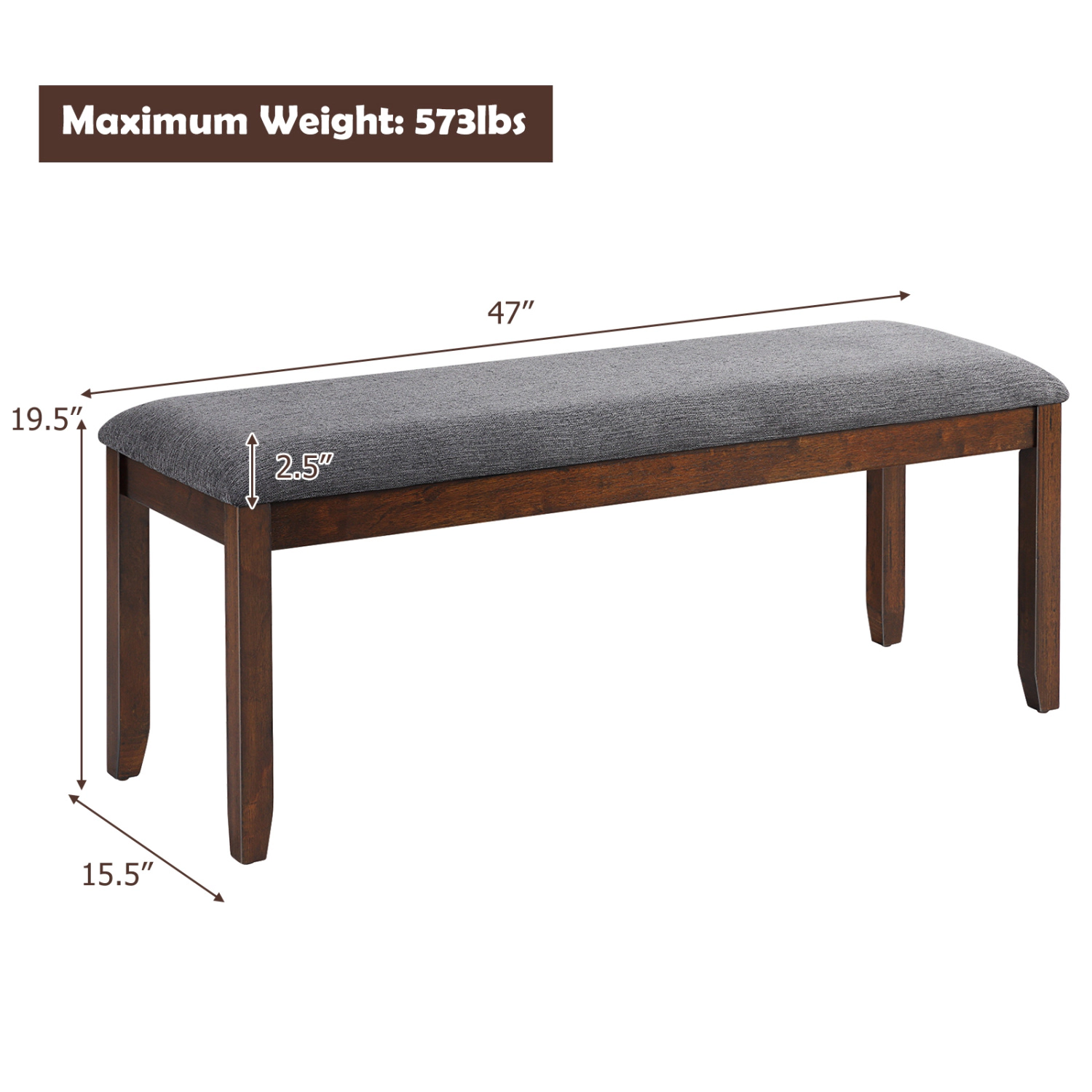 LJG Upholstered Entryway Bench Footstool with Wood Legs