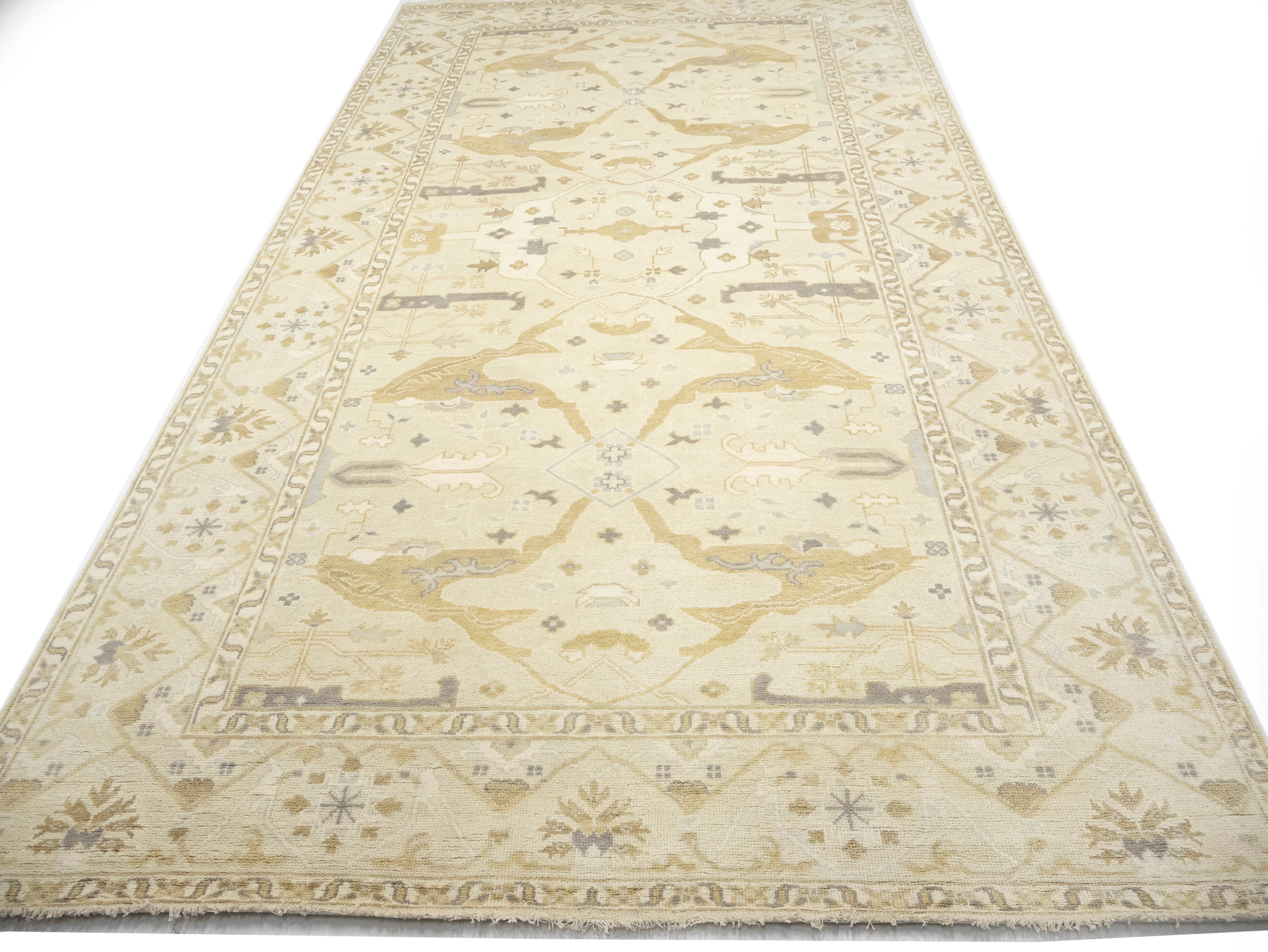 Magic Rugs Beige Floral 9X18 Oushak Oriental Rug