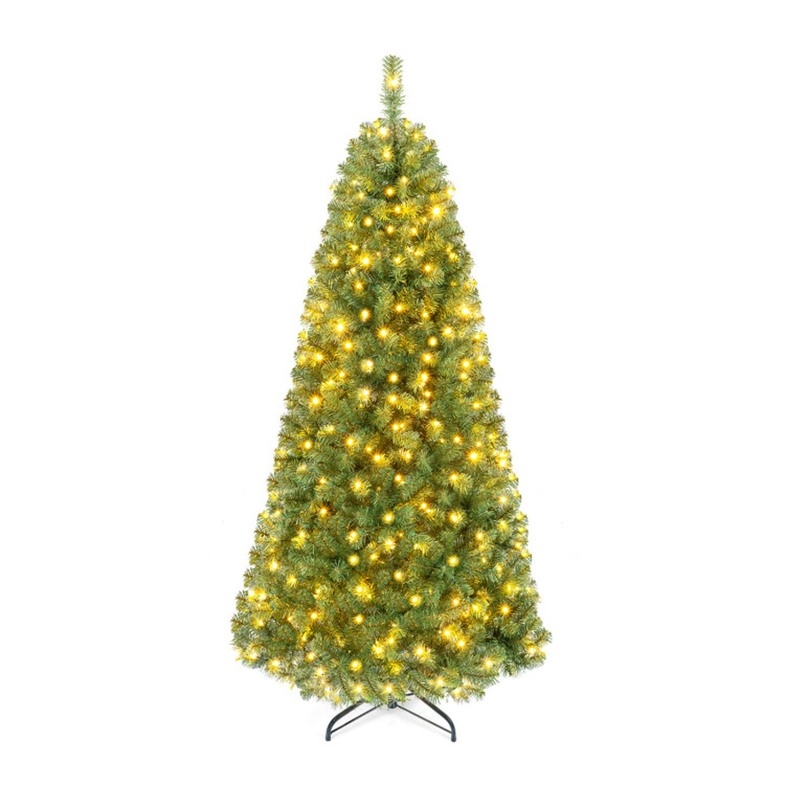 SUGIFT 7-ft Green Pre-Lit Artificial Christmas Tree with 500 LED Lights 1181 Tips Remote and 9 Light Modes