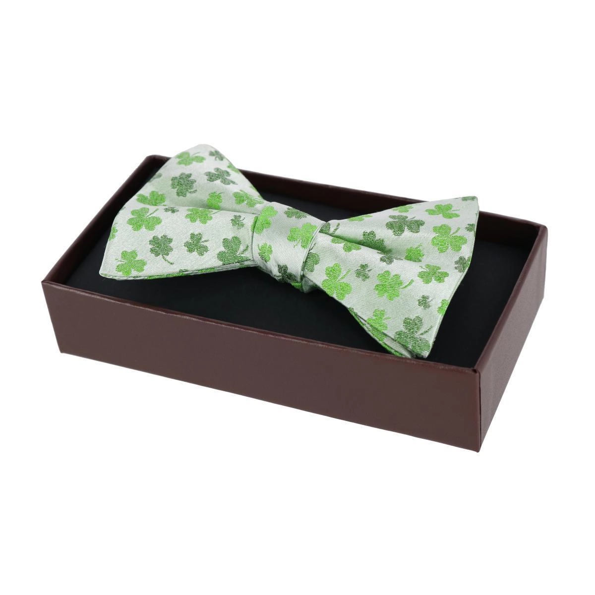 Trafalgar White Shamrock Novelty Silk Bow Tie