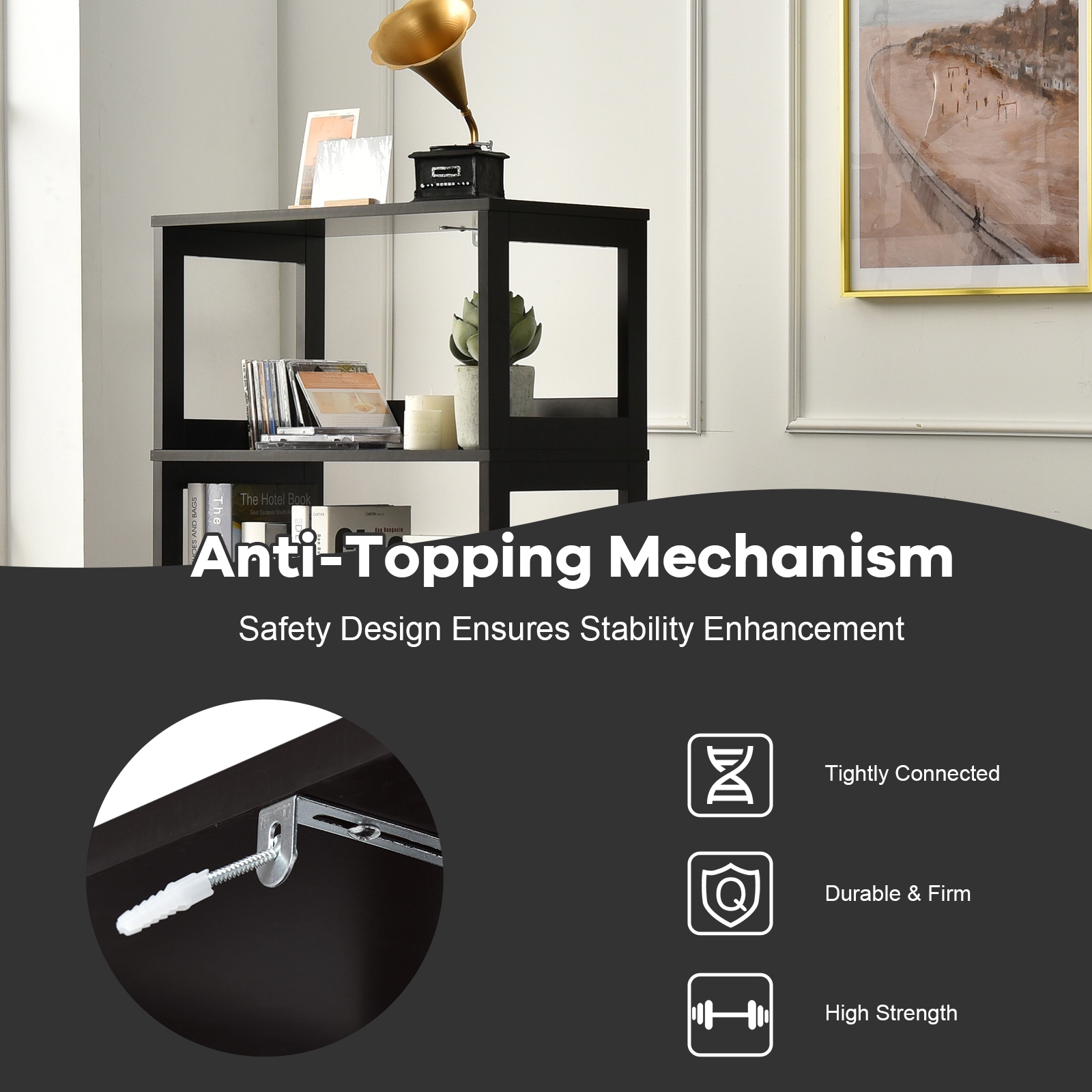 Glintex 48-Inch Bathroom Cabinet with Guarded Shelves Drawer and Metal Hinges