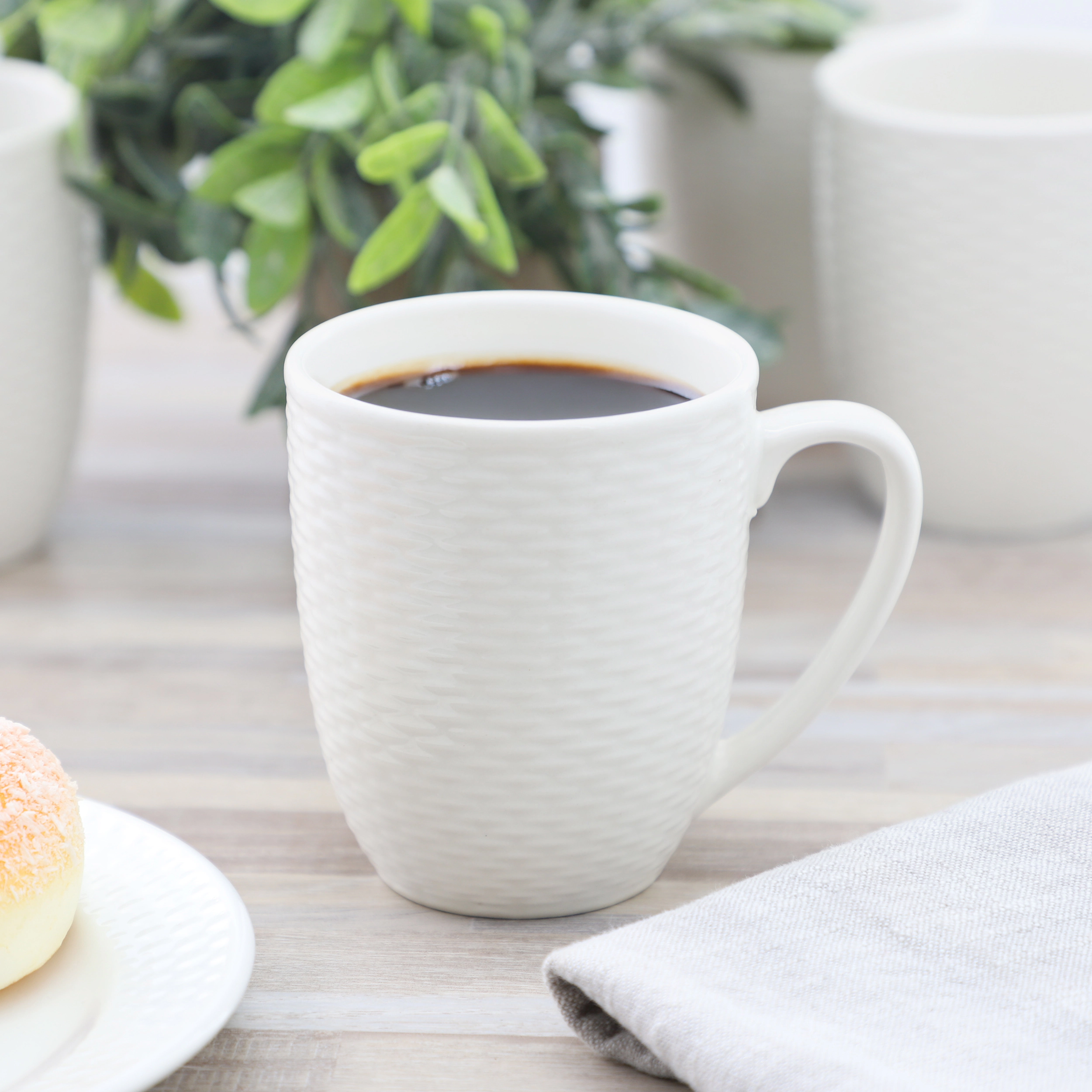 Elama Ophelia 6 Piece Stoneware 12 Ounce Mug Set in White