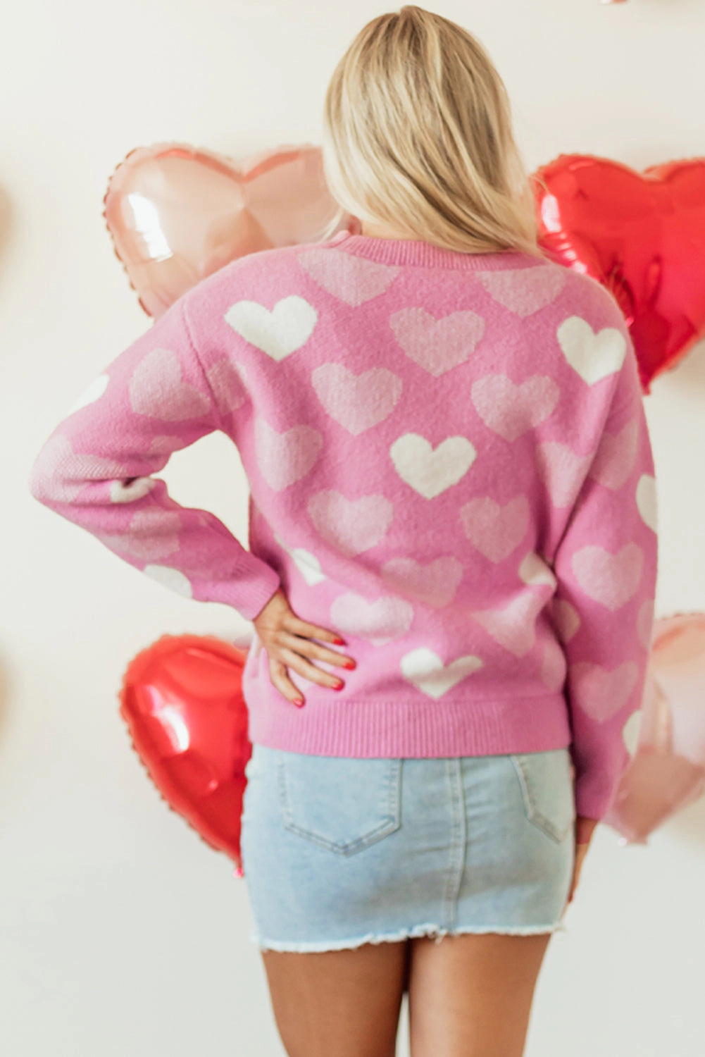 Threaded Pear Women's Pearled Heart Valentines Sweater
