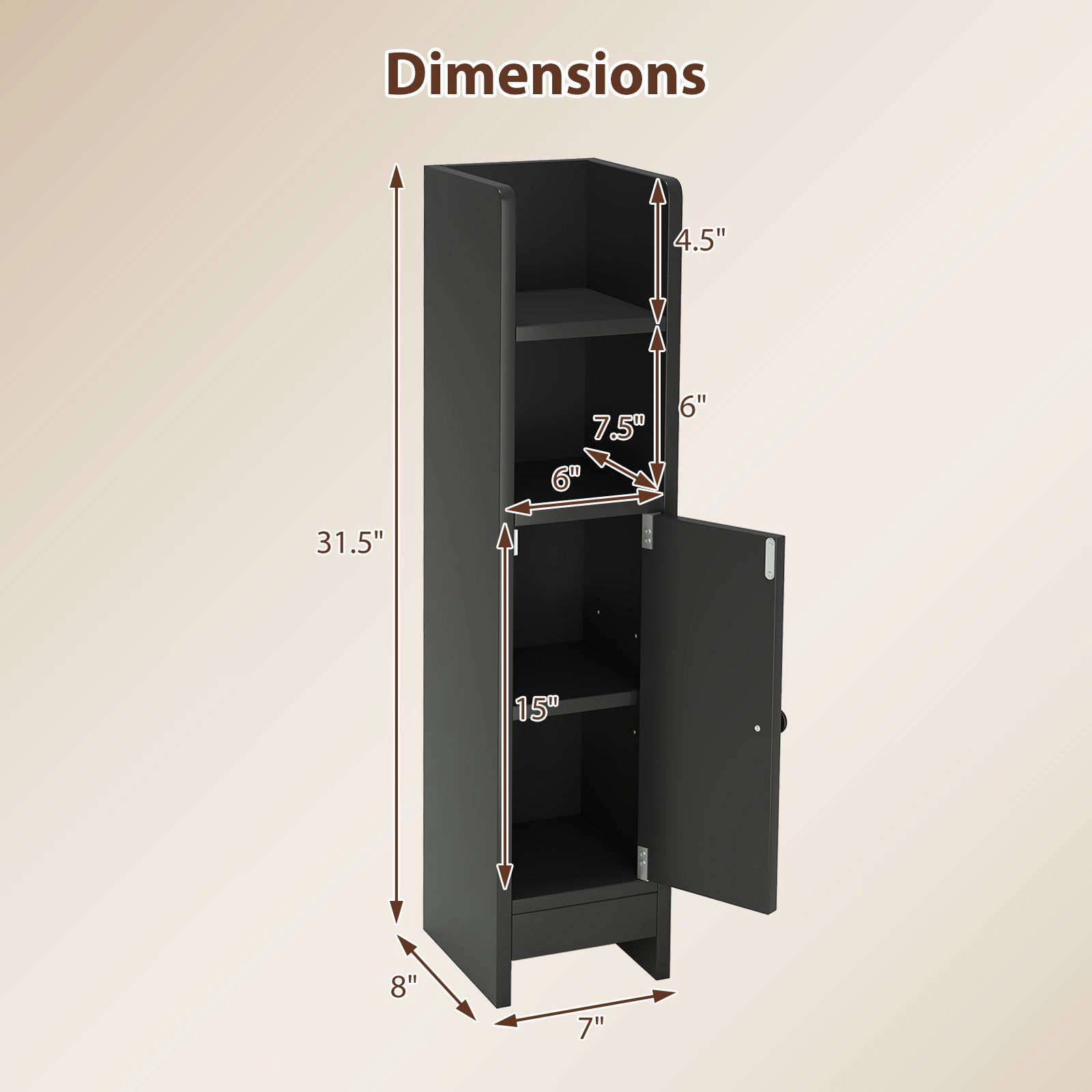 SlickBlue Slim Bathroom Storage Cabinet with Adjustable Shelf and Door