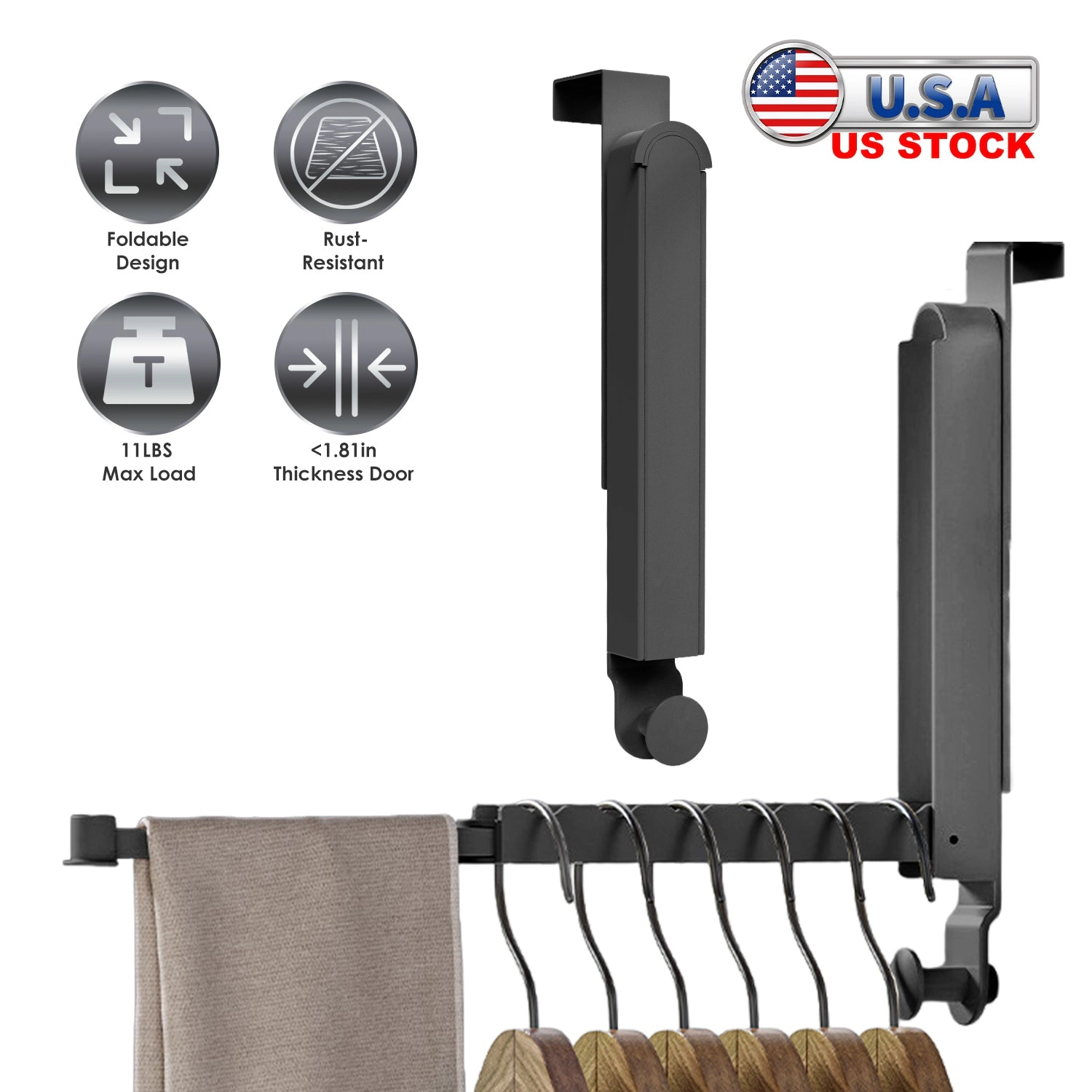 GBruno 2-Pc Foldable Over Door Hanger Hooks