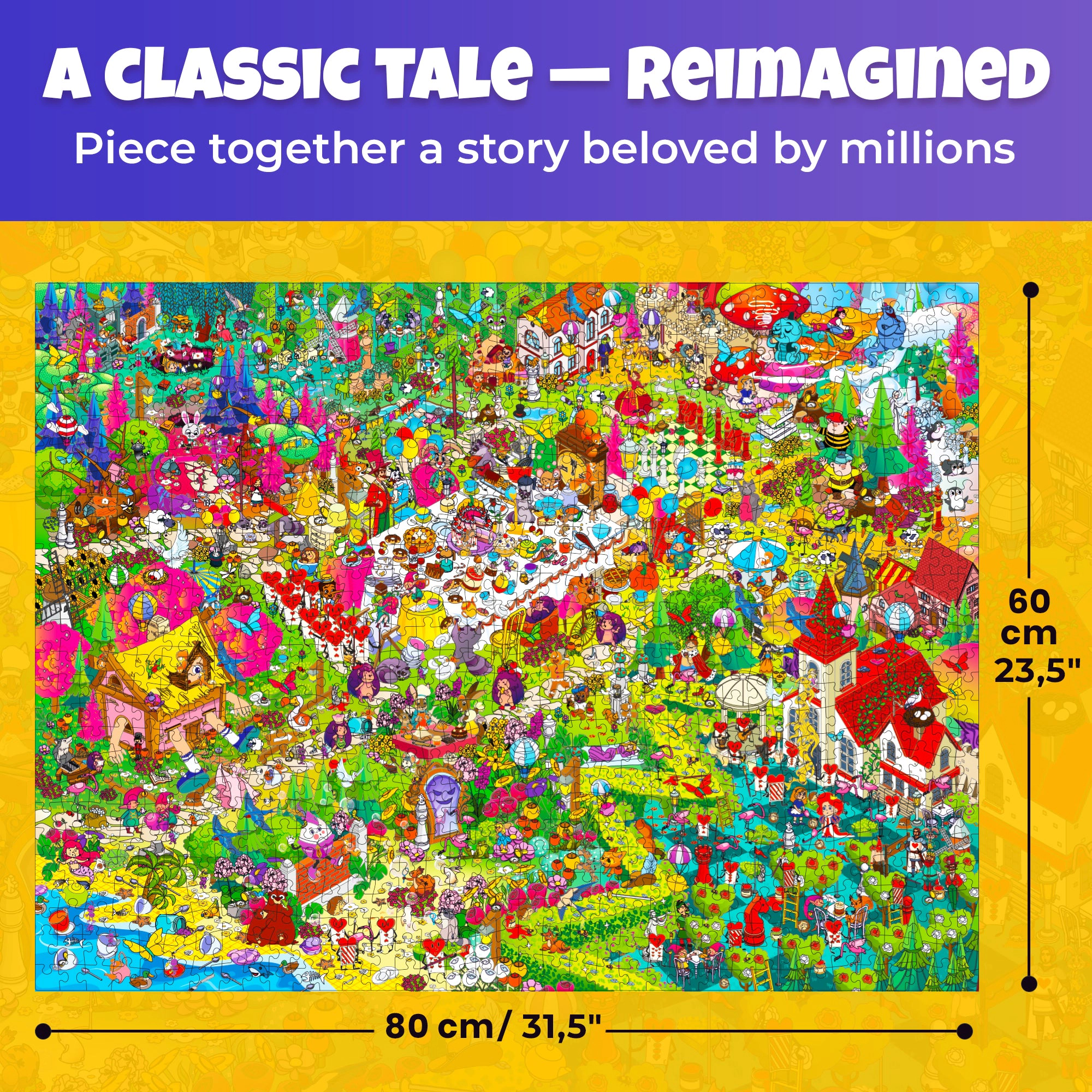 QUOKKA 1000-Piece Jigsaw Puzzles for Adults – Alice Wonderland, Red Riding Hood and Emerald Kingdom Premium Box, Extra Fun Challenges